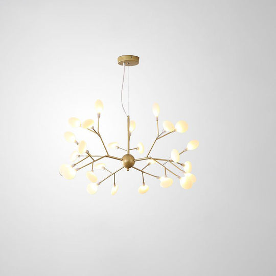 Designer Gold Acrylic Leaf Hanging Chandelier Pendant Ceiling Light For Bedroom / 23.5 Branch