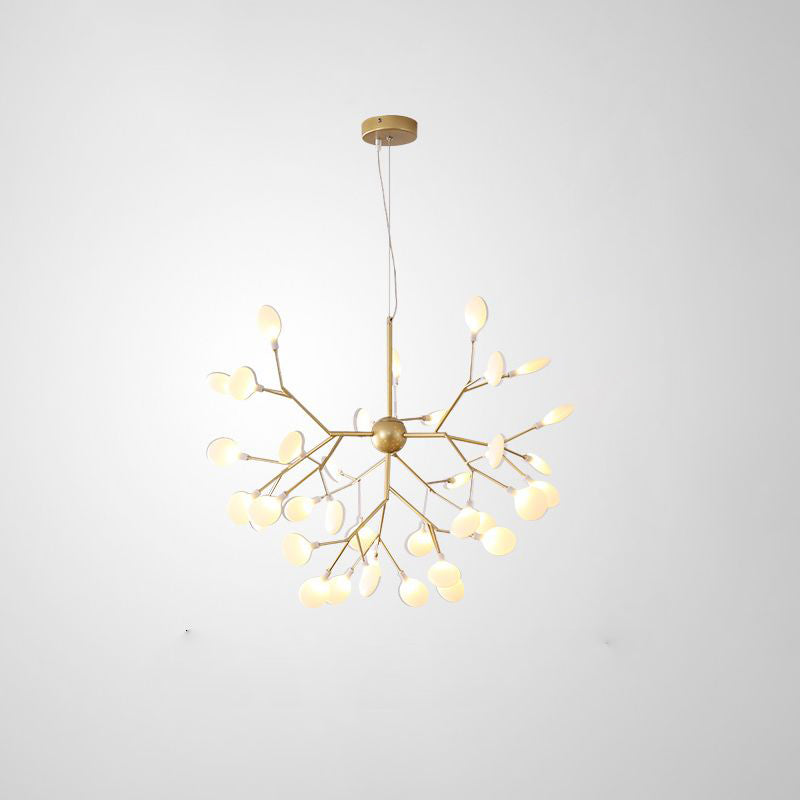 Designer Gold Acrylic Leaf Hanging Chandelier Pendant Ceiling Light For Bedroom / 35.5 Branch