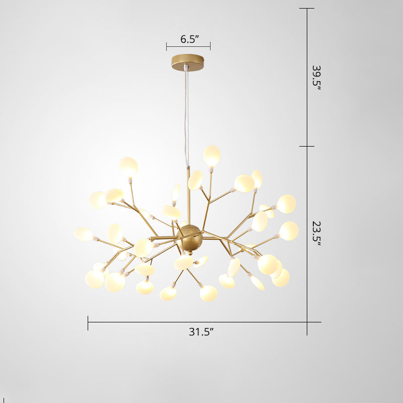 Designer Gold Acrylic Leaf Hanging Chandelier Pendant Ceiling Light For Bedroom