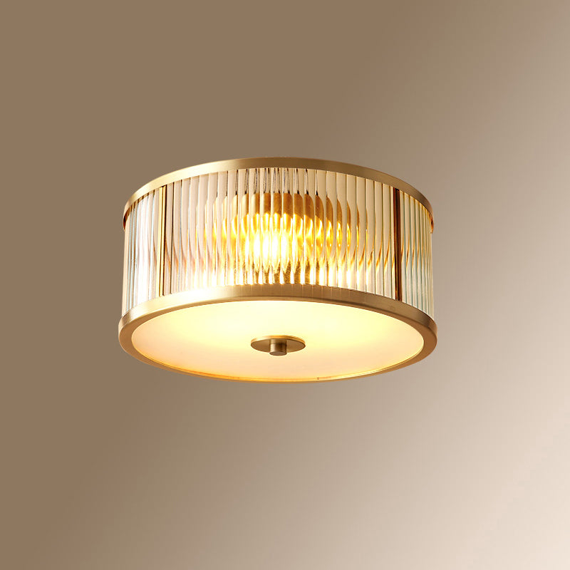 Colonial Style Gold Finish 4-Light Ceiling Flush Mount with Frosted Glass Bowl Shape