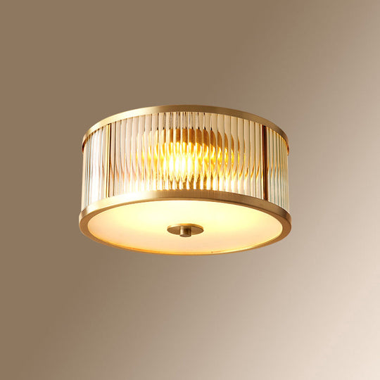 Colonial Style Gold Finish 4-Light Ceiling Flush Mount with Frosted Glass Bowl Shape