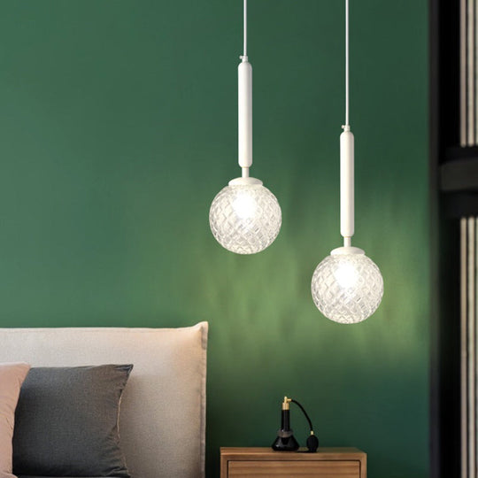 Simple Clear Glass Ball Pendant Lamp - 1-Light Suspension Lighting for Bedroom