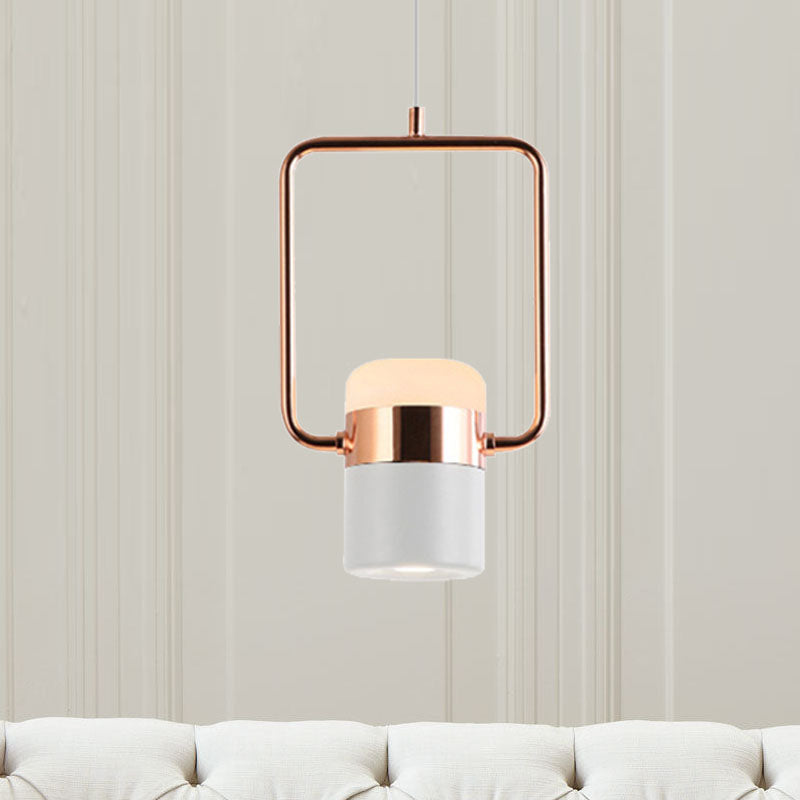 Margaret - Modern Black/White Cylinder Pendant Lamp Modern LED Steel and Glass Hanging Lighting with Rounded Edged Vertical/Horizontal Rectangle