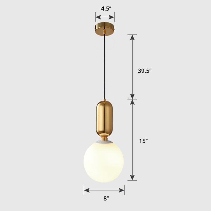 Milky Glass Ball Pendant Lamp - Simplicity 1-Bulb Lighting Fixture For Living Room
