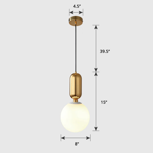 Milky Glass Ball Pendant Lamp - Simplicity 1-Bulb Lighting Fixture For Living Room