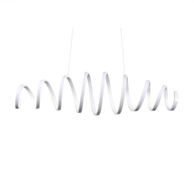 Sleek White Spiral Pendant Light - Modern Led Acrylic Ceiling Suspension Lamp For Dining Room / 39.5