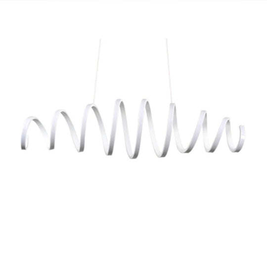 Sleek White Spiral Pendant Light - Modern Led Acrylic Ceiling Suspension Lamp For Dining Room / 39.5