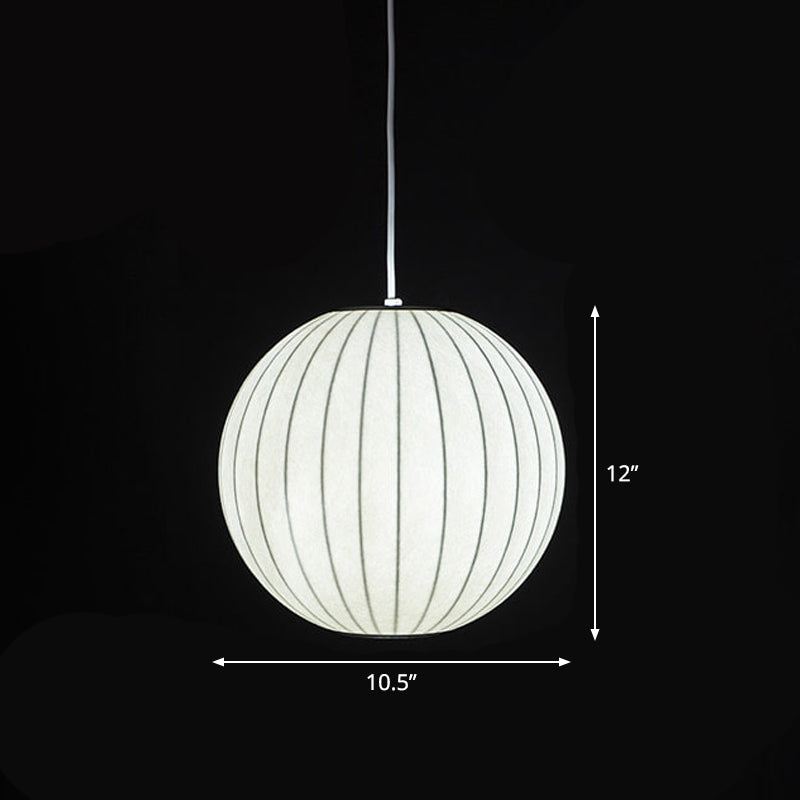 Japanese Style White Lantern Pendant - Single Silk Hanging Lamp Fixture
