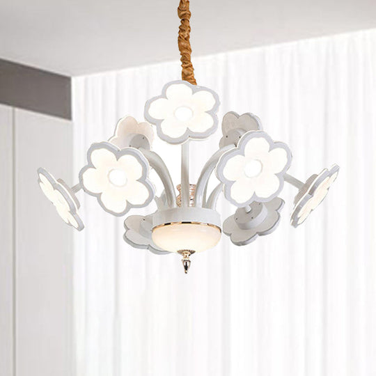 Modern LED White Flower Chandelier with Acrylic Shades
