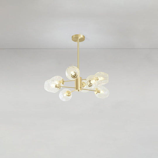 Gold Finish Dimpled Glass Cup Chandelier - Postmodern Hanging Lamp For Living Room 8 /