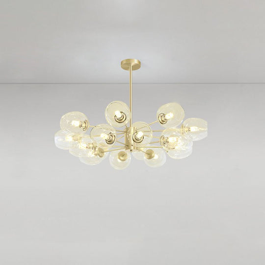 Gold Finish Dimpled Glass Cup Chandelier - Postmodern Hanging Lamp For Living Room 16 /