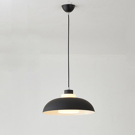 Macaron Aluminum Pendant Lamp: Stylish Single-Bulb Ceiling Hang Light With Acrylic Shade Black /