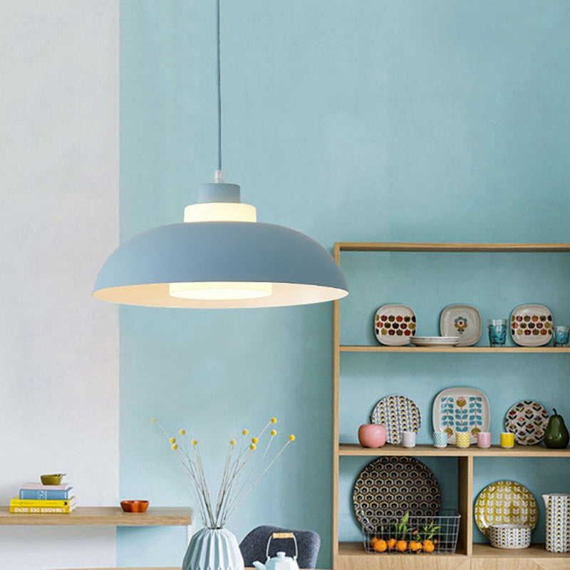 Macaron Single-Bulb Aluminum Ceiling Pendant Light with Acrylic Shade