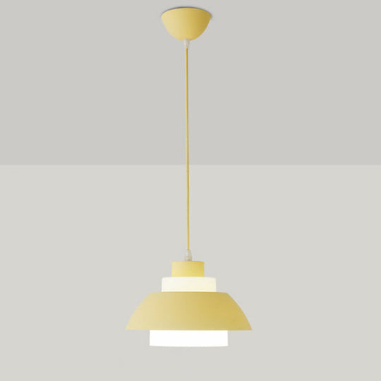 Macaron Single-Bulb Aluminum Ceiling Pendant Light with Acrylic Shade