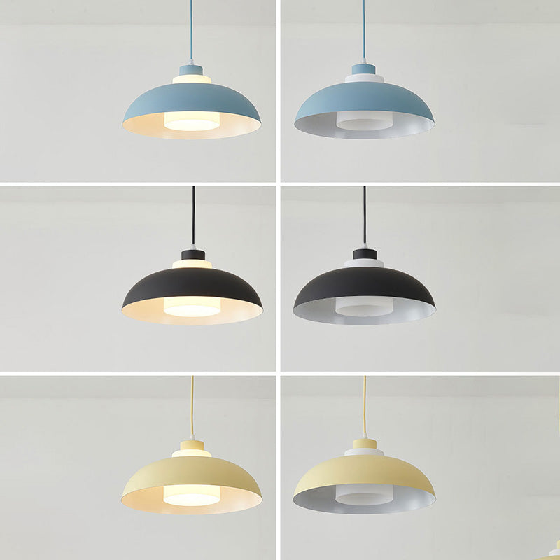 Macaron Single-Bulb Aluminum Ceiling Pendant Light with Acrylic Shade