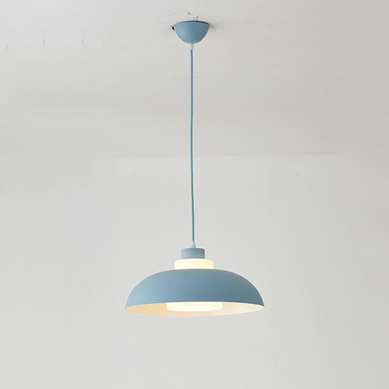 Macaron Aluminum Pendant Lamp: Stylish Single-Bulb Ceiling Hang Light With Acrylic Shade Blue / 15.5