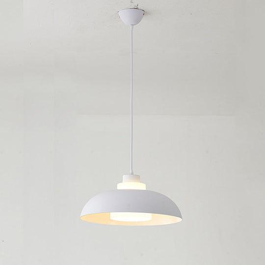 Macaron Aluminum Pendant Lamp: Stylish Single-Bulb Ceiling Hang Light With Acrylic Shade White /