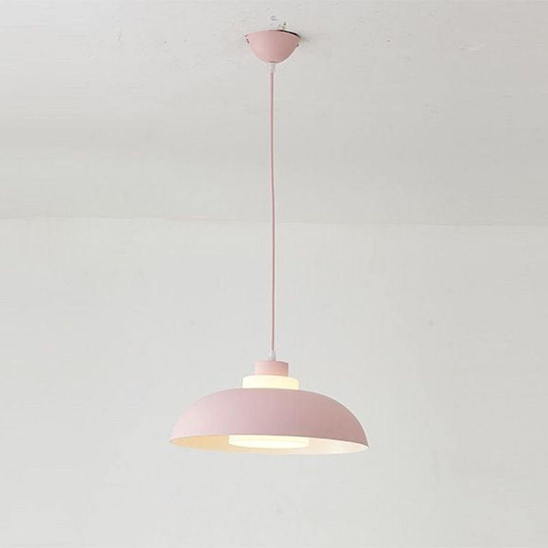 Macaron Aluminum Pendant Lamp: Stylish Single-Bulb Ceiling Hang Light With Acrylic Shade Pink / 15.5