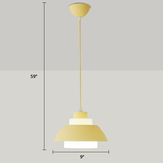 Macaron Single-Bulb Aluminum Ceiling Pendant Light with Acrylic Shade