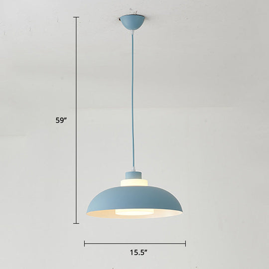 Macaron Single-Bulb Aluminum Ceiling Pendant Light with Acrylic Shade