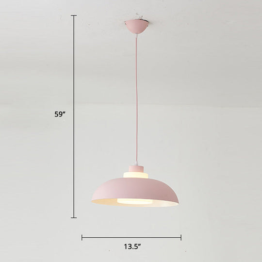 Macaron Aluminum Pendant Lamp: Stylish Single-Bulb Ceiling Hang Light With Acrylic Shade