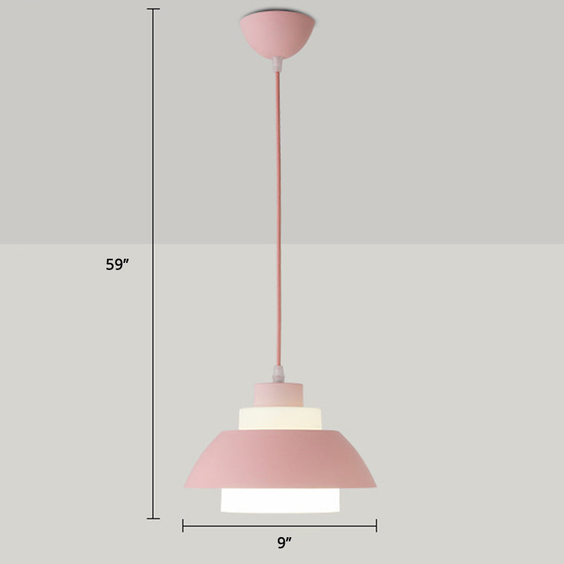 Macaron Aluminum Pendant Lamp: Stylish Single-Bulb Ceiling Hang Light With Acrylic Shade