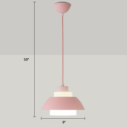 Macaron Aluminum Pendant Lamp: Stylish Single-Bulb Ceiling Hang Light With Acrylic Shade