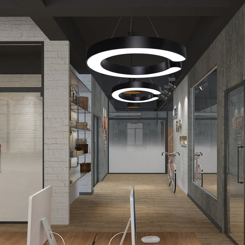 Minimalist C-Shaped LED Pendant Light for Office Ceiling
