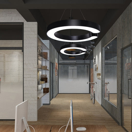 Minimalist C-Shaped LED Pendant Light for Office Ceiling