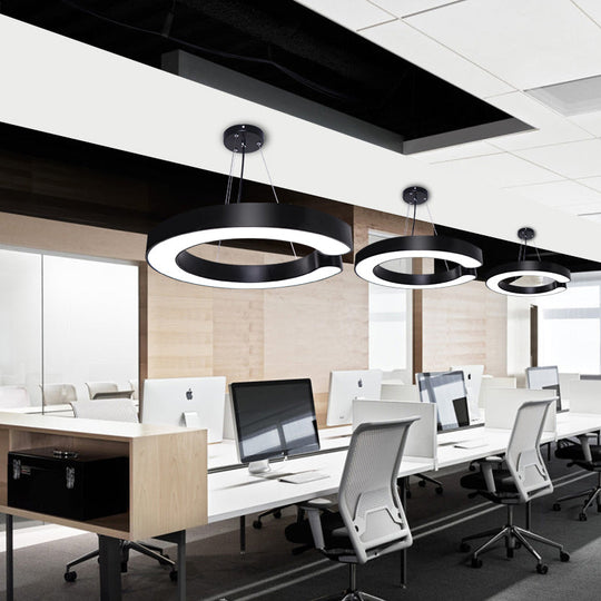 Minimalist C-Shaped LED Pendant Light for Office Ceiling
