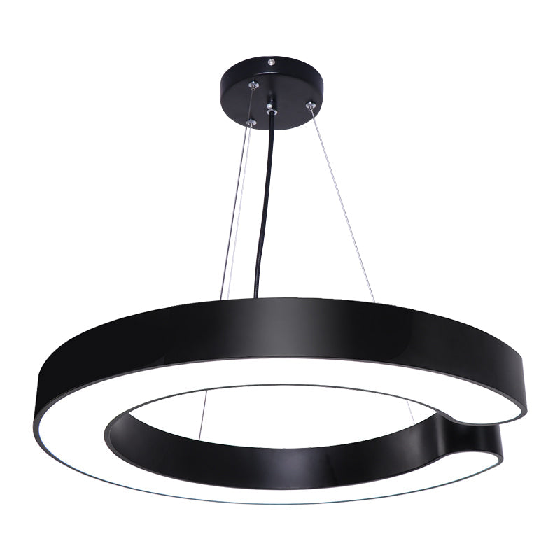 C-Shaped Metal Pendant Light Fixture: Minimalist Led Hang Lamp For Office Ceiling Black / 17.5