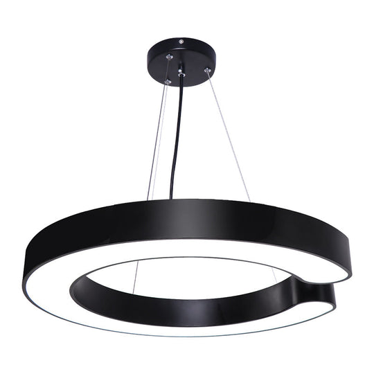 C-Shaped Metal Pendant Light Fixture: Minimalist Led Hang Lamp For Office Ceiling Black / 17.5