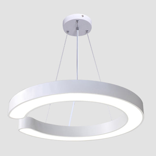 C-Shaped Metal Pendant Light Fixture: Minimalist Led Hang Lamp For Office Ceiling White / 17.5