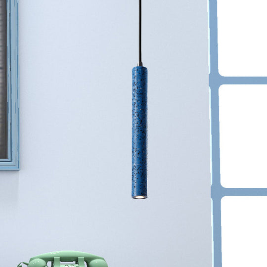 Nordic Cement Tube Pendant Light - 1 Light, Yellow/Blue/Green - 12"/21.5"H