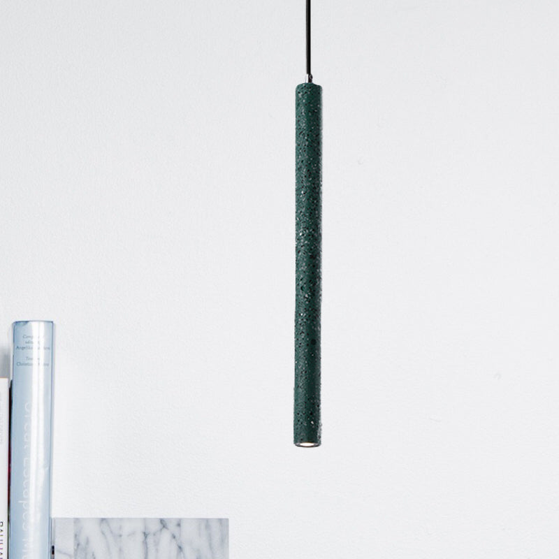 Nordic Cement Tube Pendant Light - 1 Light, Yellow/Blue/Green - 12"/21.5"H