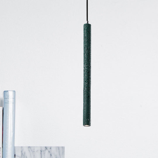 Nordic Cement Tube Pendant Light - 1 Light, Yellow/Blue/Green - 12"/21.5"H