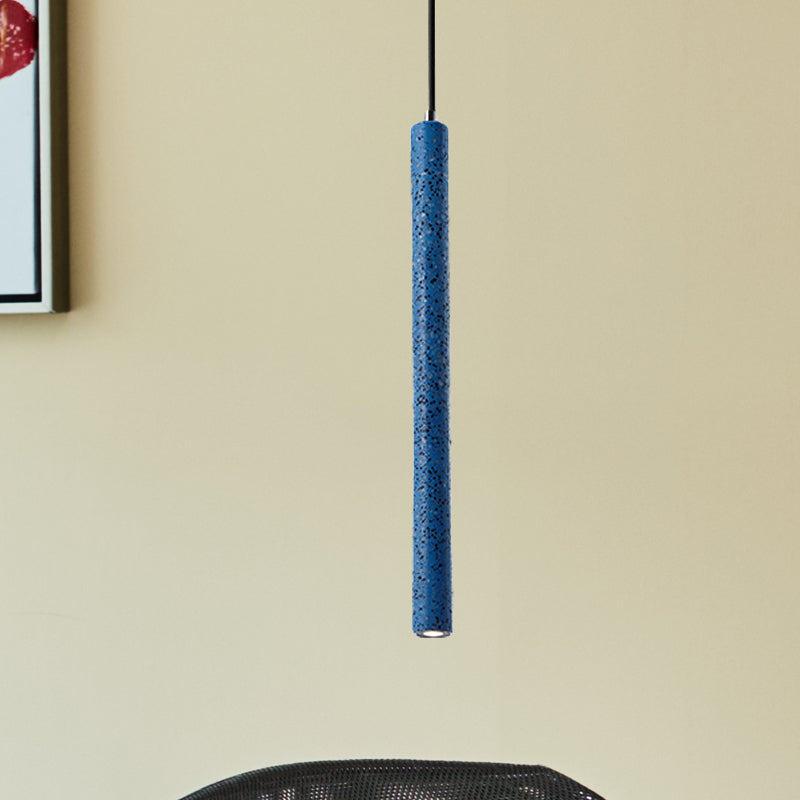 Nordic Cement Tube Pendant Light - 1 Light, Yellow/Blue/Green - 12"/21.5"H