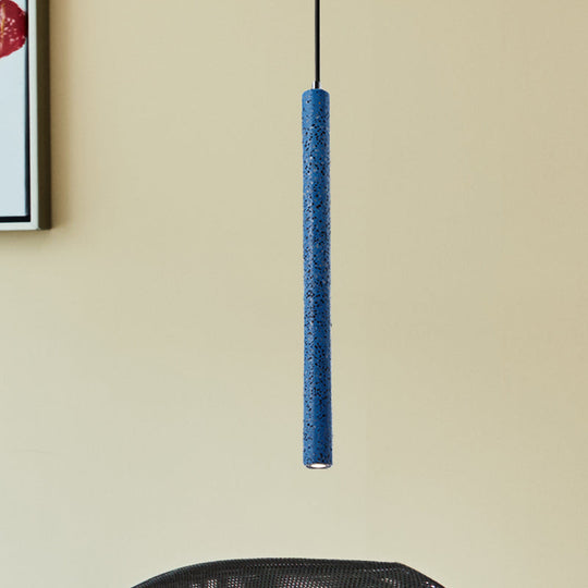 Nordic Cement Tube Pendant Light - 1 Light, Yellow/Blue/Green - 12"/21.5"H