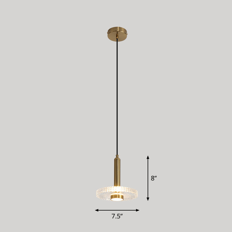 Sleek Gold LED Hanging Light Fixture for Bedroom - Simplicity Acrylic Shade Ceiling Lamp