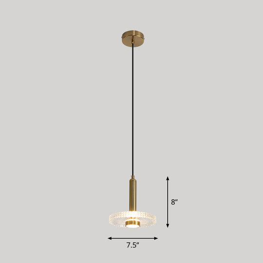 Sleek Gold LED Hanging Light Fixture for Bedroom - Simplicity Acrylic Shade Ceiling Lamp