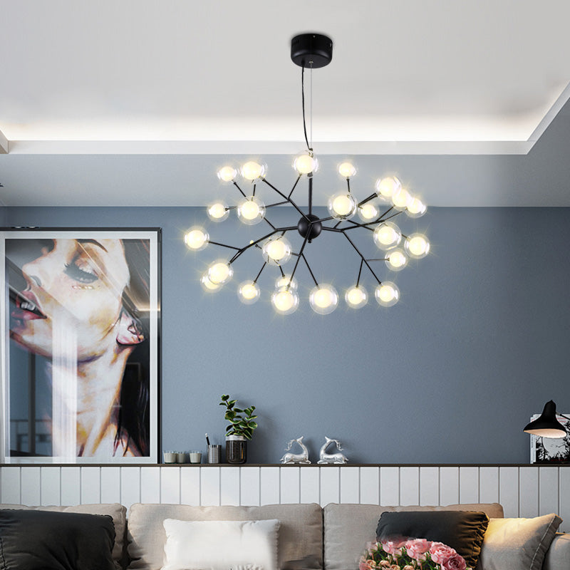 Double Glass Minimalist Molecule Chandelier - Stylish Living Room Lighting Fixture