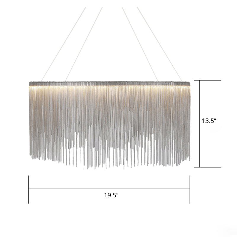 Led Chain Fringe Chandelier - Minimalistic Metal Pendant Light For Living Room