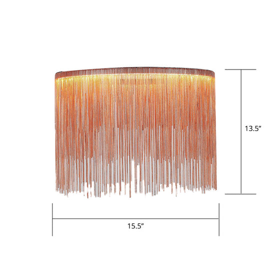 LED Chain Fringe Chandelier - Modern Metal Pendant Light for Living Room