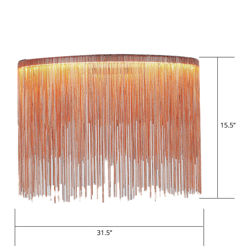 Led Chain Fringe Chandelier - Minimalistic Metal Pendant Light For Living Room