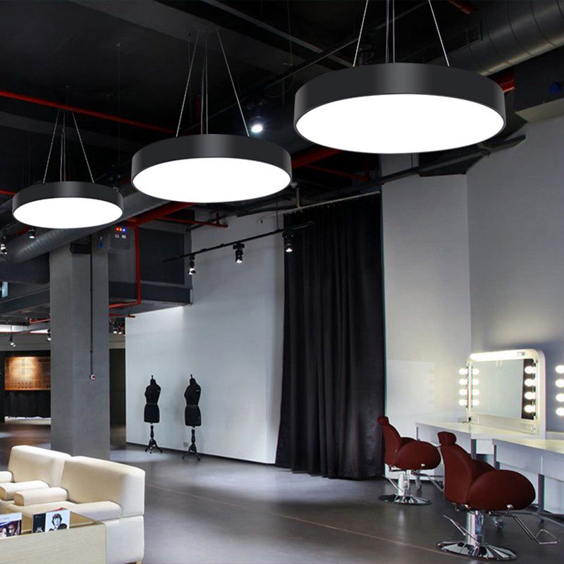 Metallic LED Pendant Light: Simple Style for Office Spaces