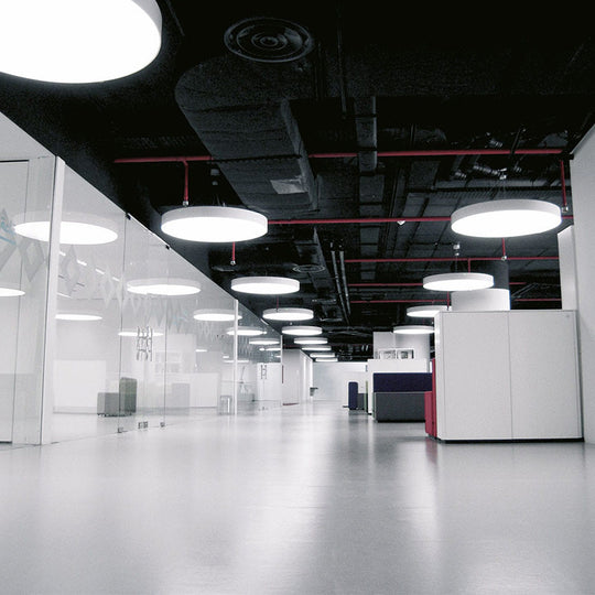 Modern Led Pendant Light: Simple Round Metal Lighting Fixture For Office