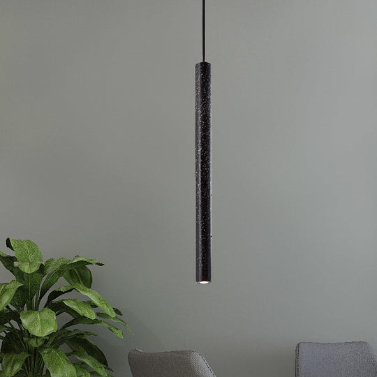 Nordic Style Concrete Tube Pendant Light - 12/21.5H Black/White/Yellow Black / 21.5