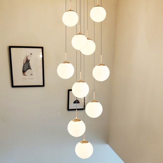 Minimalist Cream Glass Bubble Pendant Ceiling Light In Gold For Staircases And More 10 /