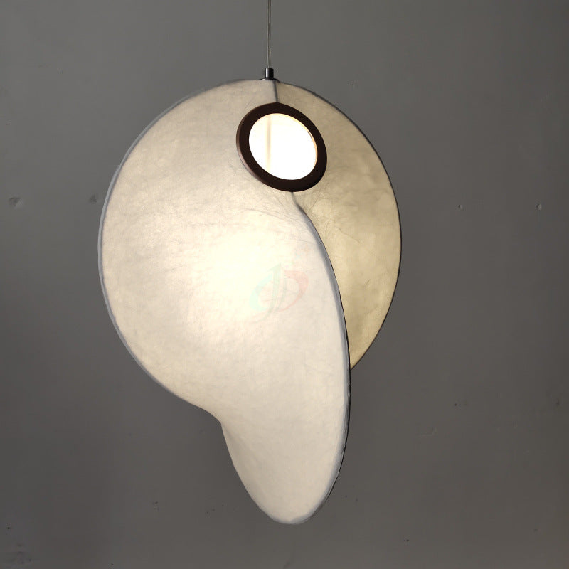 Faux Silk Irregular Shaped Ceiling Hang Light - Designer 1-Light White Pendant For Restaurants