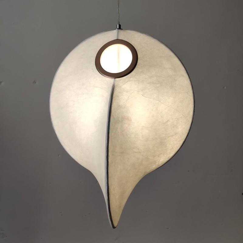 Faux Silk Irregular Shaped Ceiling Hang Light - Designer 1-Light White Pendant For Restaurants